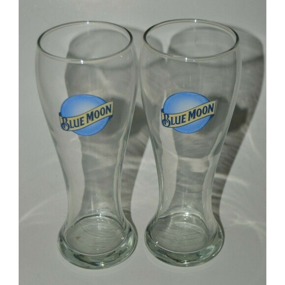 Blue Moon Other - Minty Large BLUE MOON 9" Tall Beer Bar Glass Lot of 2